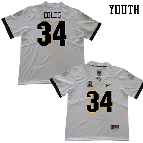 Youth #34 Trillion Coles UCF Knights College Football Jerseys Sale-White - Click Image to Close